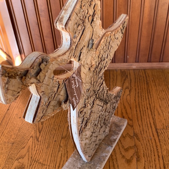 Nwt natural wood angel blowing trumpet wooden statue - Picture 4 of 5